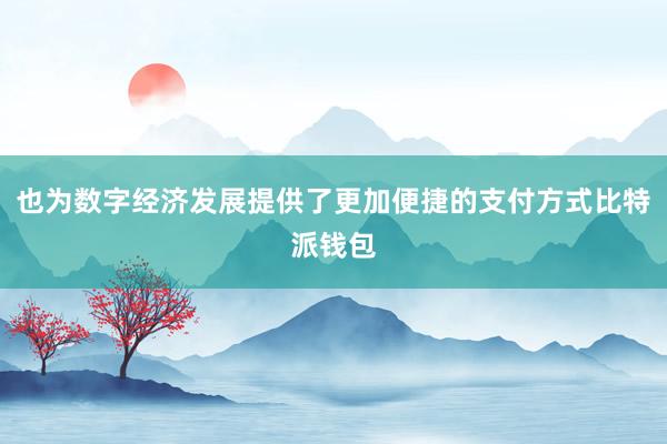 也为数字经济发展提供了更加便捷的支付方式比特派钱包