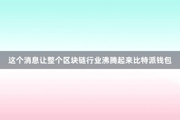 这个消息让整个区块链行业沸腾起来比特派钱包