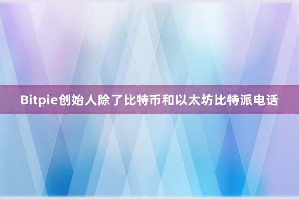 Bitpie创始人除了比特币和以太坊比特派电话