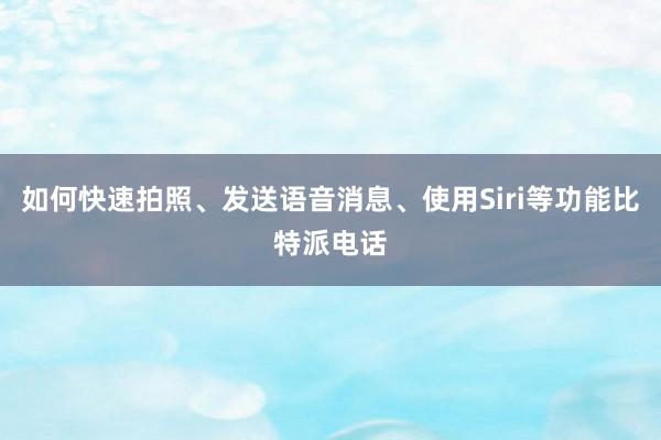 如何快速拍照、发送语音消息、使用Siri等功能比特派电话