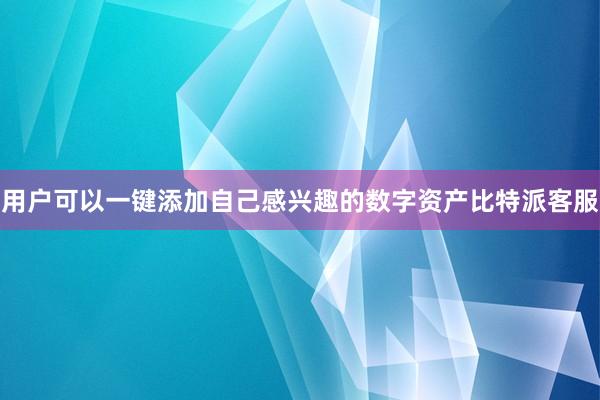 用户可以一键添加自己感兴趣的数字资产比特派客服