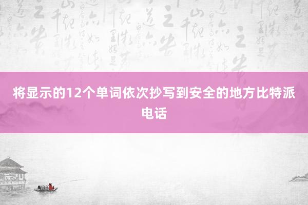 将显示的12个单词依次抄写到安全的地方比特派电话