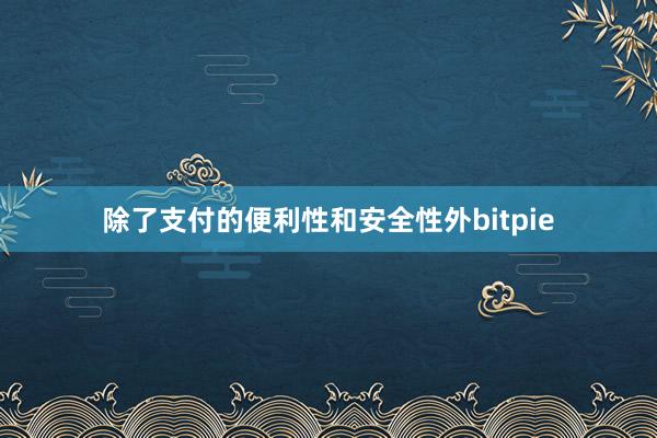 除了支付的便利性和安全性外bitpie