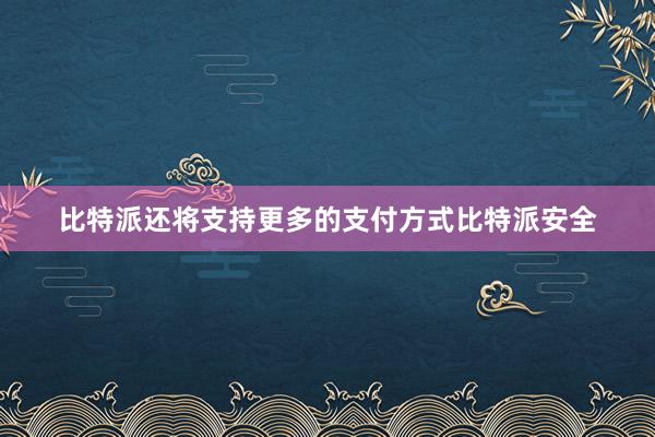 比特派还将支持更多的支付方式比特派安全