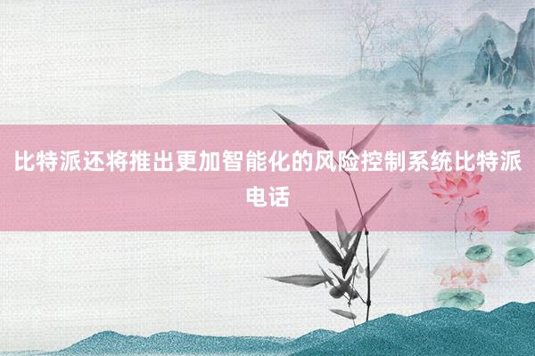 比特派还将推出更加智能化的风险控制系统比特派电话