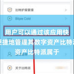 用户可以通过该应用快速、便捷地管理其数字资产比特派属于